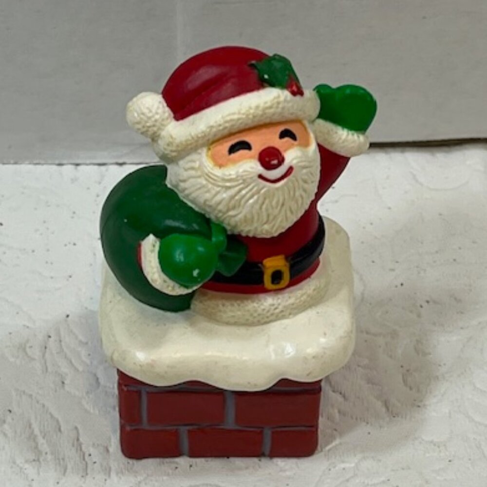 VTG 1984 Hallmark Santa in Chimney Christmas Miniature Container 2 Piece